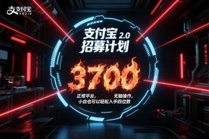 支付宝2.0招募计划 单号3700， 正规平台保姆级玩法无脑操作，  小白也…