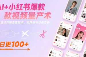 AI+小红书爆款视频量产术：全自动剪辑去重技术，矩阵账号日更百条