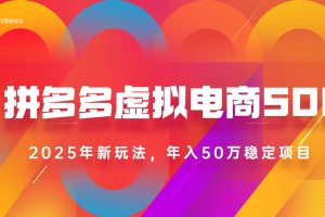 2025拼多多虚拟电商系统课，长久稳定，可多店，轻松日入1000+