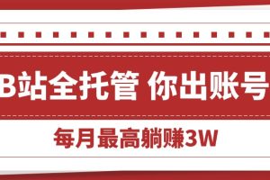 【B站全程托管 】你出账号，我来运营，每月最高躺赚3W