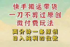 快手黑科技搬运带货,一刀不剪过原创,微付费投流玩法,轻松日入四位数…