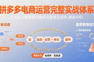 拼多多电商运营完整实战体系，从选品上架到稳定盈利完整商业闭环(更新8月)