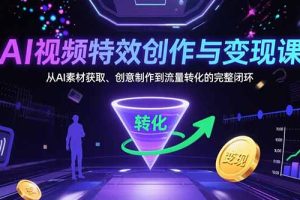 AI视频特效创作与变现课：从AI素材获取、创意制作到流量转化的完整闭环