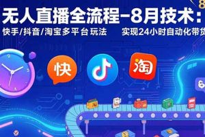 无人直播全流程-8月技术:快手/抖音/淘宝多平台玩法 实现24小时自动化带货