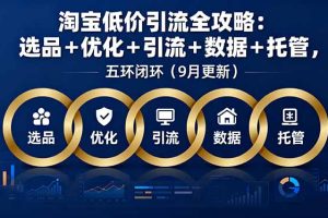 淘宝低价引流全攻略：选品＋优化＋引流＋数据＋托管，五环闭环（9月更新）