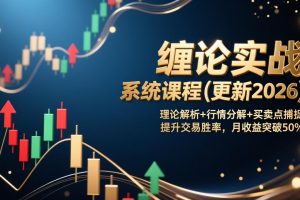 缠论实战系统课程(更新2026),理论解析+行情分解+买卖点捕捉,提升交易胜率,月收益突破50%
