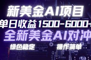 日赚1500-6000+,新美金 AI 对冲项目,合规稳定,小白易上手,创业副业优选,可复制放大