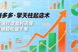 拼多多·擎天柱起店术,爆流布局、利润起飞、不断流,快速打造盈利店铺,日销轻松破千单