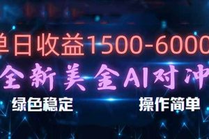 日赚1500-6000+，新美金 AI 对冲项目，合规稳定，小白易上手，创业副业优选，可复制放大