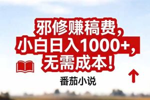 番茄小说赚稿费邪修玩法无需成本，真实日入1000+，超级简单！