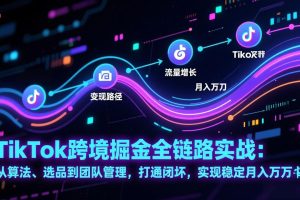 TikTok跨境掘金全链路实战：从算法、选品到团队管理，打通闭环，实现稳定月入万刀