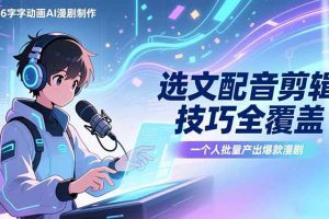 ,选文配音剪辑技巧全覆盖,一个人就能批量产出爆款漫剧