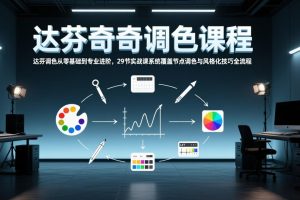 达芬奇调色从零基础到专业进阶,29节实战课系统覆盖节点调色与风格化技巧全流程