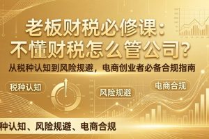 老板财税必修课：不懂财税怎么管公司？从税种认知到风险规避，电商创业者必备合规指南