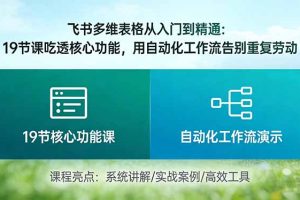 飞书多维表格从入门到精通：19节课吃透核心功能，用自动化工作流告别重复劳动