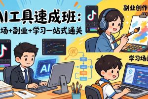 AI工具速成班：职场+副业+学习一站式通关，20+爆款类型+剪映技巧+抖音算法，0基础快速上手