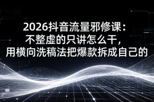 2026抖音流量邪修课：不整虚的只讲怎么干，用横向洗稿法把爆款拆成自己的