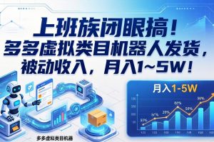 上班族闭眼搞！多多虚拟类目机器人发货，被动收入，月入 1‑5W！