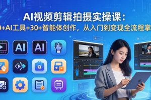 AI 视频剪辑拍摄实操课：10+AI工具+30+智能体创作，从入门到变现全流程掌握