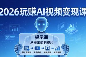 2026玩赚AI视频变现课：掌握 AI 视频全流程技能，从提示词到成片高效产出