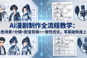 AI漫剧制作全流程教学：角色场景+分镜+配音剪辑+一致性优化，零基础快速上手
