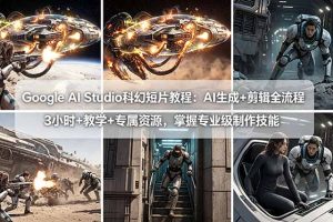 Google AI Studio科幻短片教程：AI生成+剪辑全流程，3小时+教学+专属资源，掌握专业级制作技能