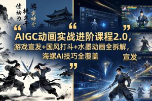 AIGC动画实战进阶课程2.0，游戏宣发+国风打斗+水墨动画全拆解，海螺AI技巧全覆盖