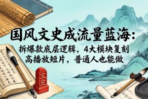 国风文史成流量蓝海：拆爆款底层逻辑，4大模块复刻高播放短片，普通人也能做