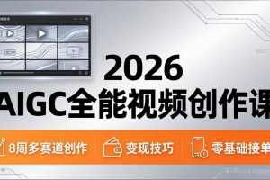 2026AIGC全能视频创作课,8周吃透多赛道创作+变现,零基础也能高效出片接单