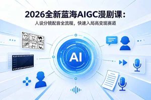 2026全新蓝海AIGC漫剧课:人设分镜配音全流程,快速入局高变现赛道