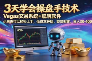 三天学会操盘手技术，vegas技术+聪明软件，小白也可以轻松上手，日入1000+