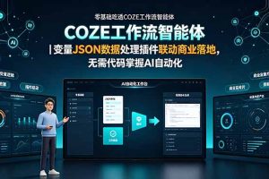 零基础吃透COZE工作流智能体｜变量JSON数据处理插件联动商业落地，无需代码掌握AI自动化