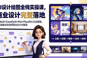 AI设计绘图全栈实操课，WebUI+ComfyUI+MJ+Flux四大主流模型，静态插画动态视频商业设计完整落地教程