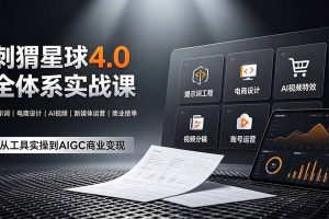 刺猬星球4.0全体系实战课,覆盖提示词工程、电商设计、AI视频特效与新媒体运营,一站式掌握AIGC商业核心技能