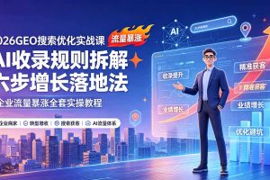 2026GEO搜索优化实战课：AI收录规则拆解｜六步增长落地法｜企业流量暴涨全套实操教程