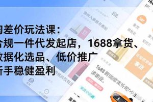 淘差价玩法课：合规一件代发起店，1688拿货、数据化选品、低价推广，新手稳健盈利(更新7月)