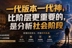 付费文章：一代版本一代神，比阶层更重要的，是分析社会阶段
