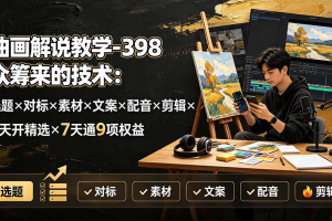 油画教学新玩法:众筹技术大揭秘,选题×对标×素材×文案×配音×剪辑×2天开精选×7天通9项权益全掌握